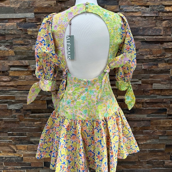 ALÉMAIS Women's Daisy Spliced Mini Dress in Multi Color - Picture 9 of 12